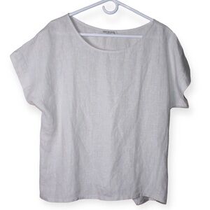 Terzo Millennio Italy Large Blouse Top Lagenlook 100% Linen Button Back Tunic